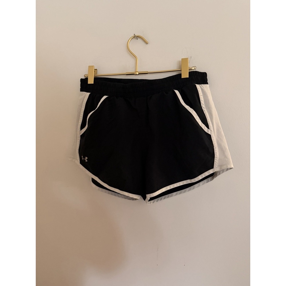 Under Armour Fly By 2.0 Running Shorts Womens Black White Mesh Athletic Gym S - Picture 3 of 3